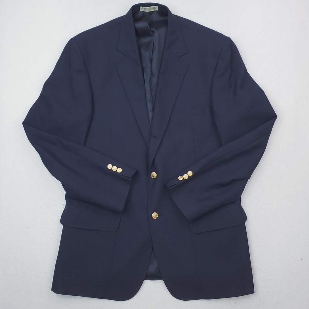 Vintage Orvis Blazer Mens 42 Navy Blue Gold Button Sport Coat Classic Fit Preppy